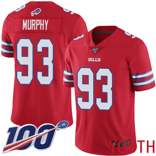 Youth Buffalo Bills #93 Trent Murphy Limited Red Rush Vapor Untouchable 100th Season NFL Jersey